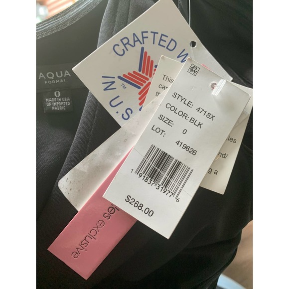 Aqua Formals Black Off The Shoulder Gown Maxi Dress, size 0, NWT - Picture 8 of 11